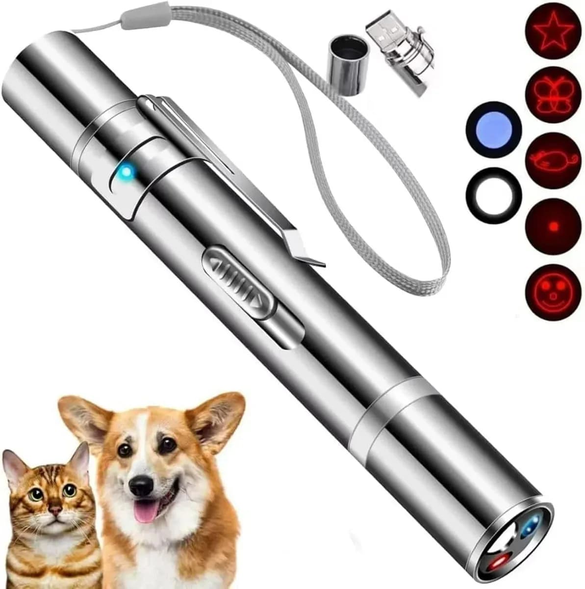 Cat laser pointer toy with interchangeable pattern heads