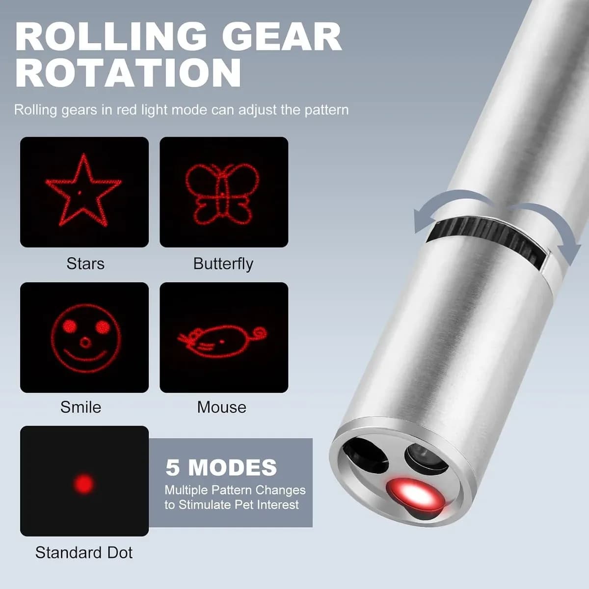 Five projected patterns of the cat laser pointer
