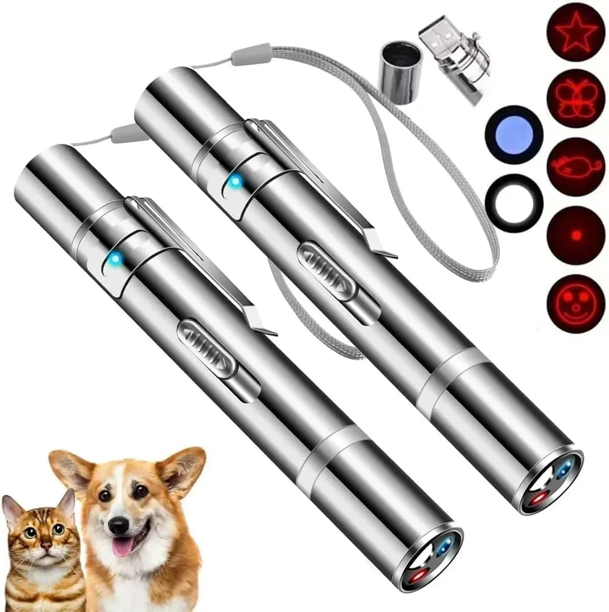 Two-piece pack of the rechargeable cat laser pointer