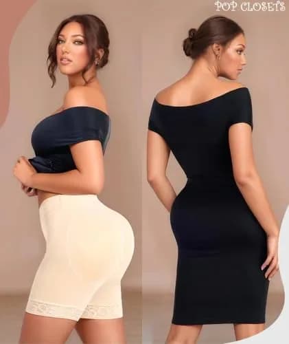 Butt lifter shapewear shorts worn for a lifted, smooth shape