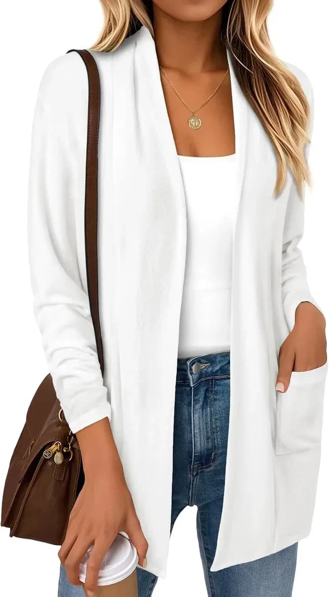 White open front cardigan for spring and summer layering