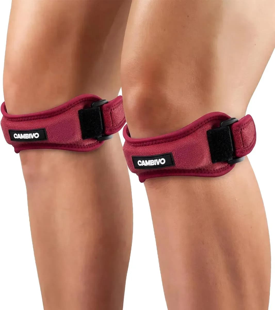 Red patella tendon knee strap with silicone pad