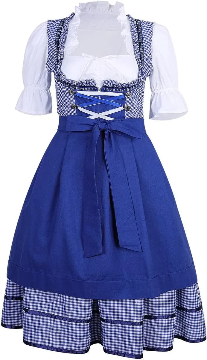 Blue dirndl dress with blouse for Oktoberfest