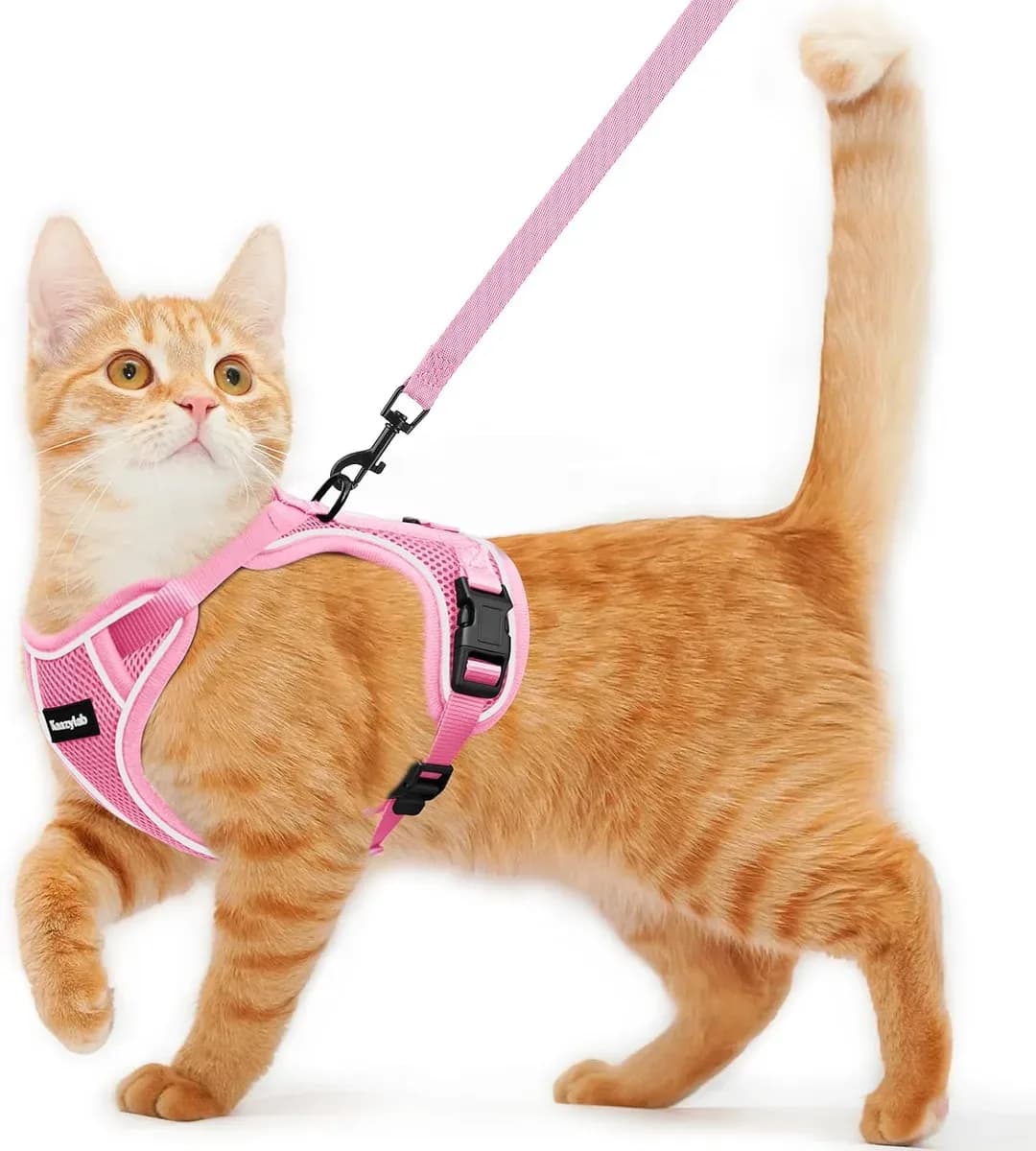 Escape-proof cat harness and leash set in pink