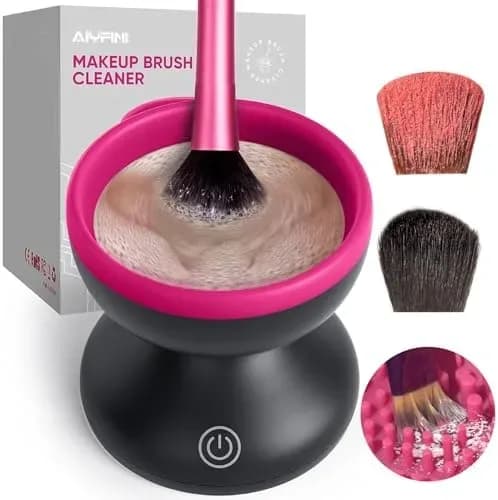 Electric makeup brush cleaner with silicone bowl and brush