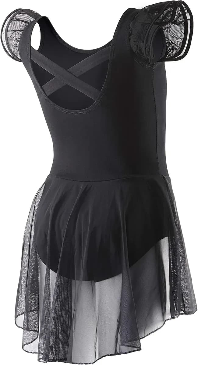 Black girls ballet leotard with skirt for dance class