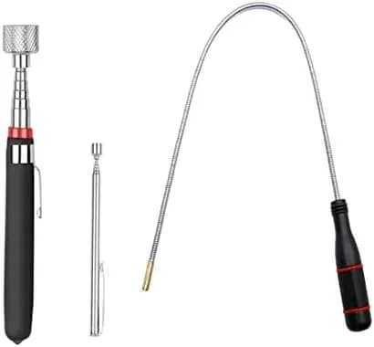 Magnetic pickup tool set with telescoping, pocket and flexible tools