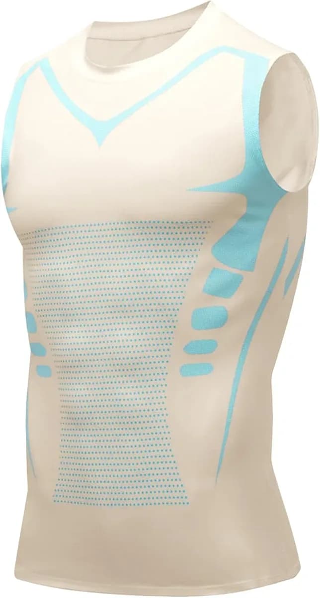 Sleeveless compression tank top for men in beige