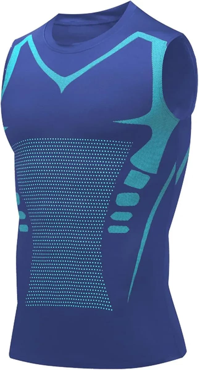 Sleeveless compression tank top for men in blue