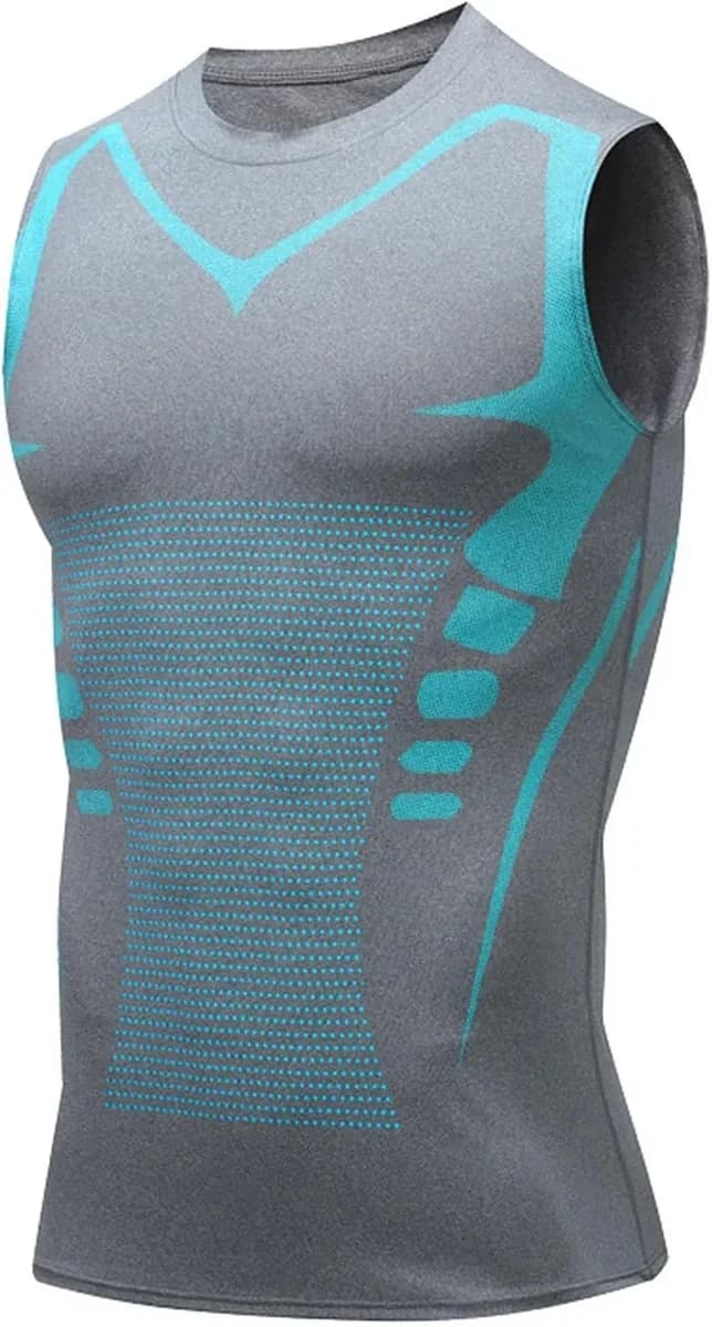 Sleeveless compression tank top for men in grey