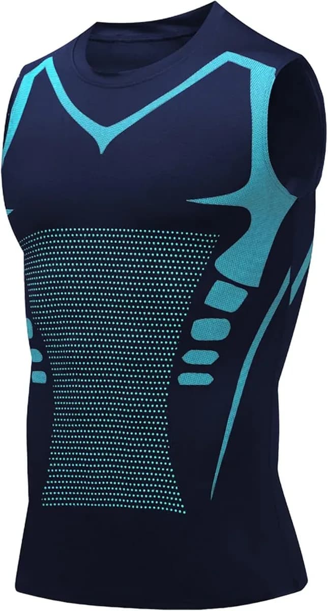 Sleeveless compression tank top for men in navy blue