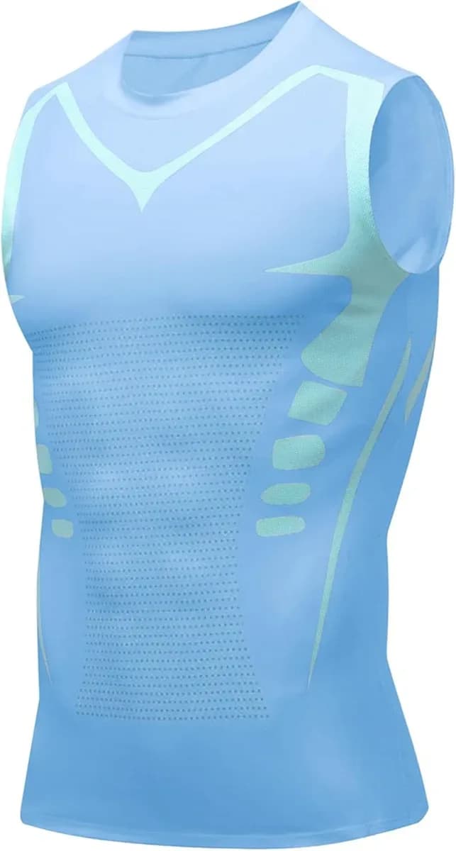 Sleeveless compression tank top for men in sky blue