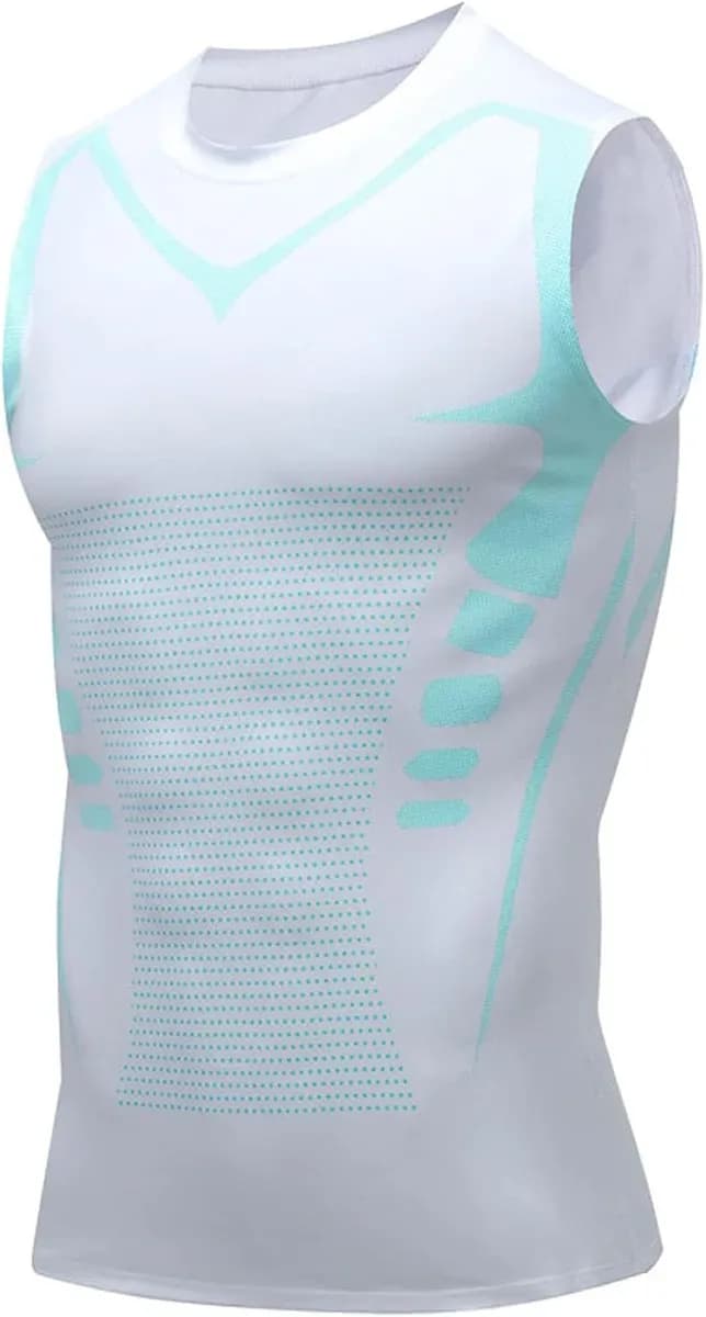 Sleeveless compression tank top for men in white