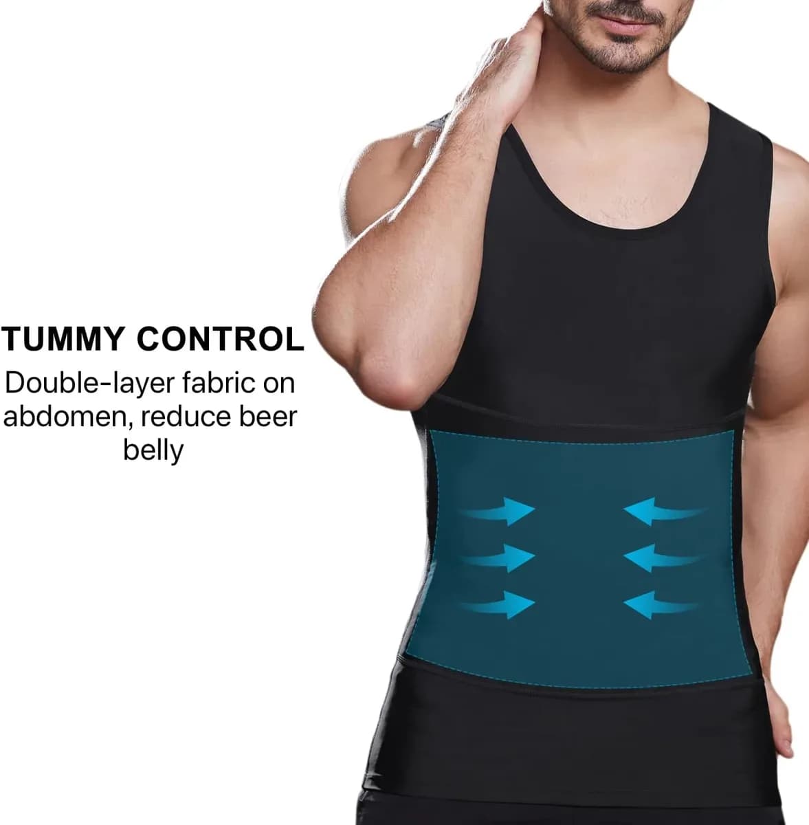 Product photo of the slimming compression vest tummy control panel
