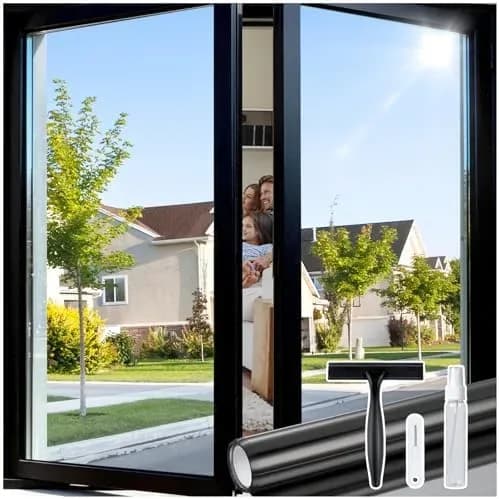 Roll of reflective black silver one way window film