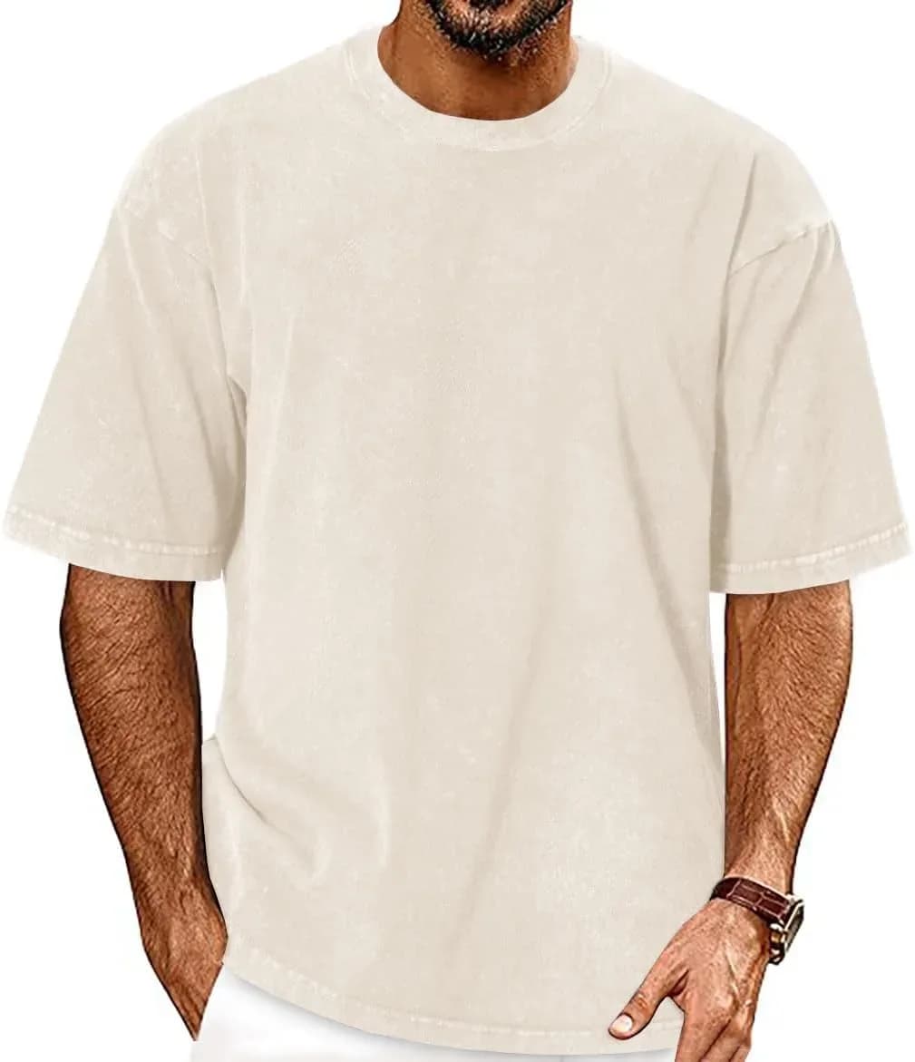 Oversized t-shirt for men in washed beige