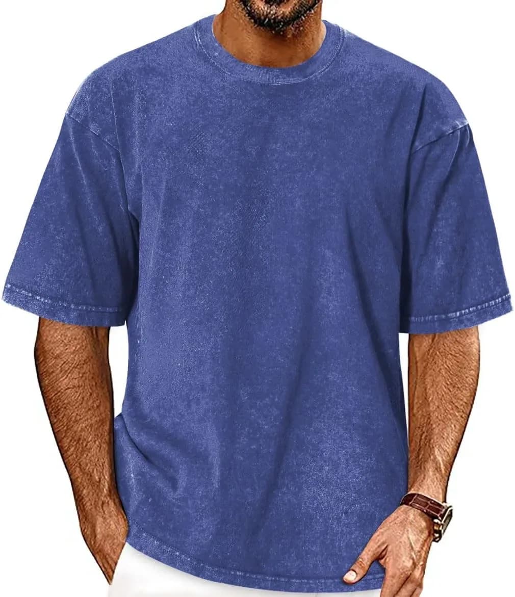 Oversized t-shirt for men in washed blue