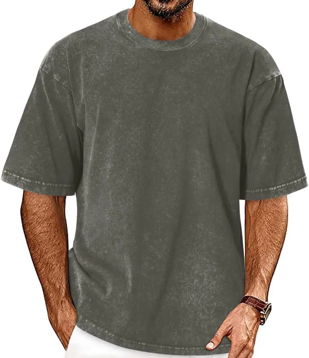 Oversized t-shirt for men in washed dark green