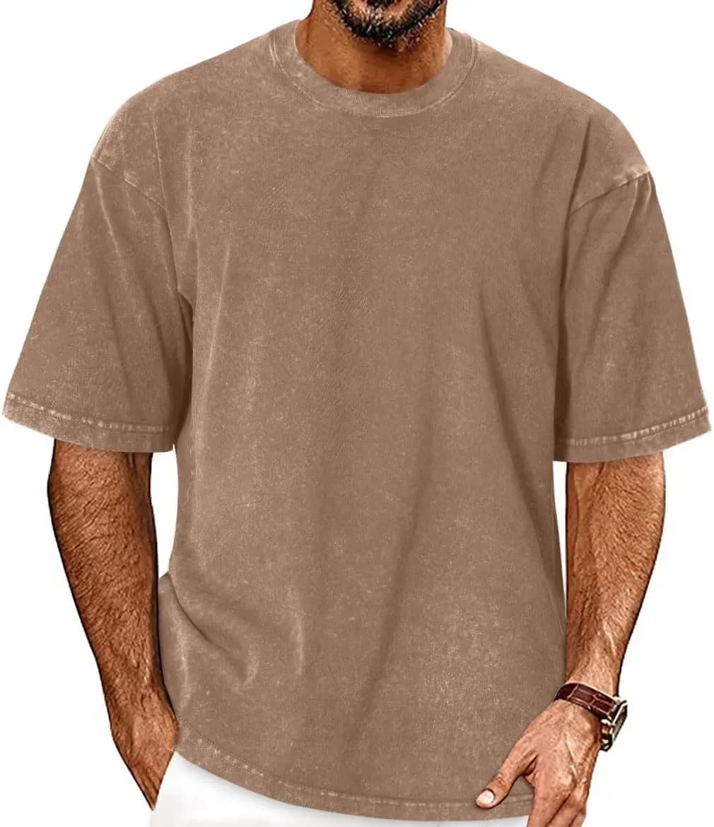 Oversized t-shirt for men in washed khaki