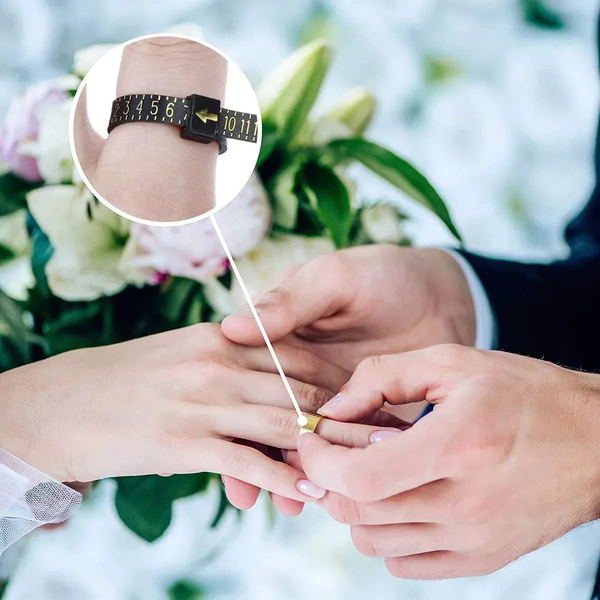 Ring sizer used to check size before buying a wedding ring