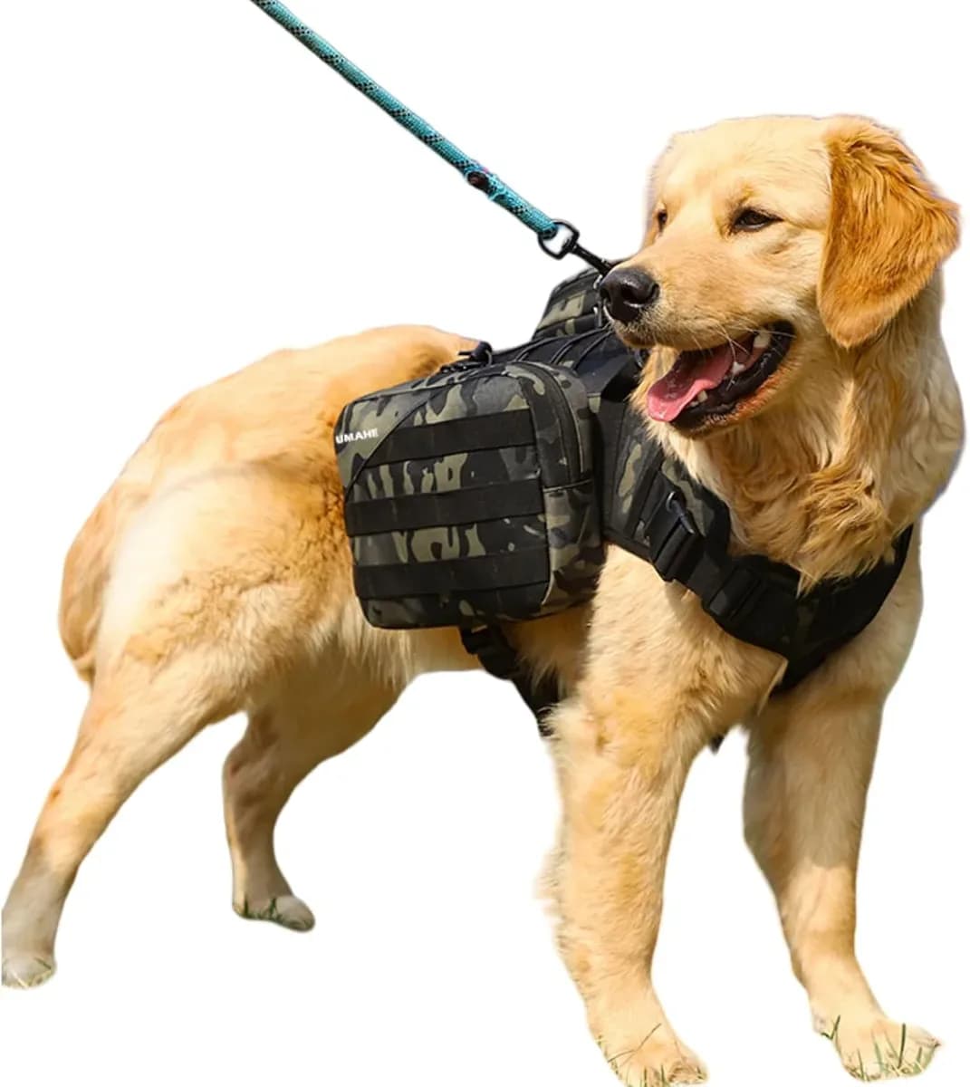 Dog hiking backpack for large dogs in camo print