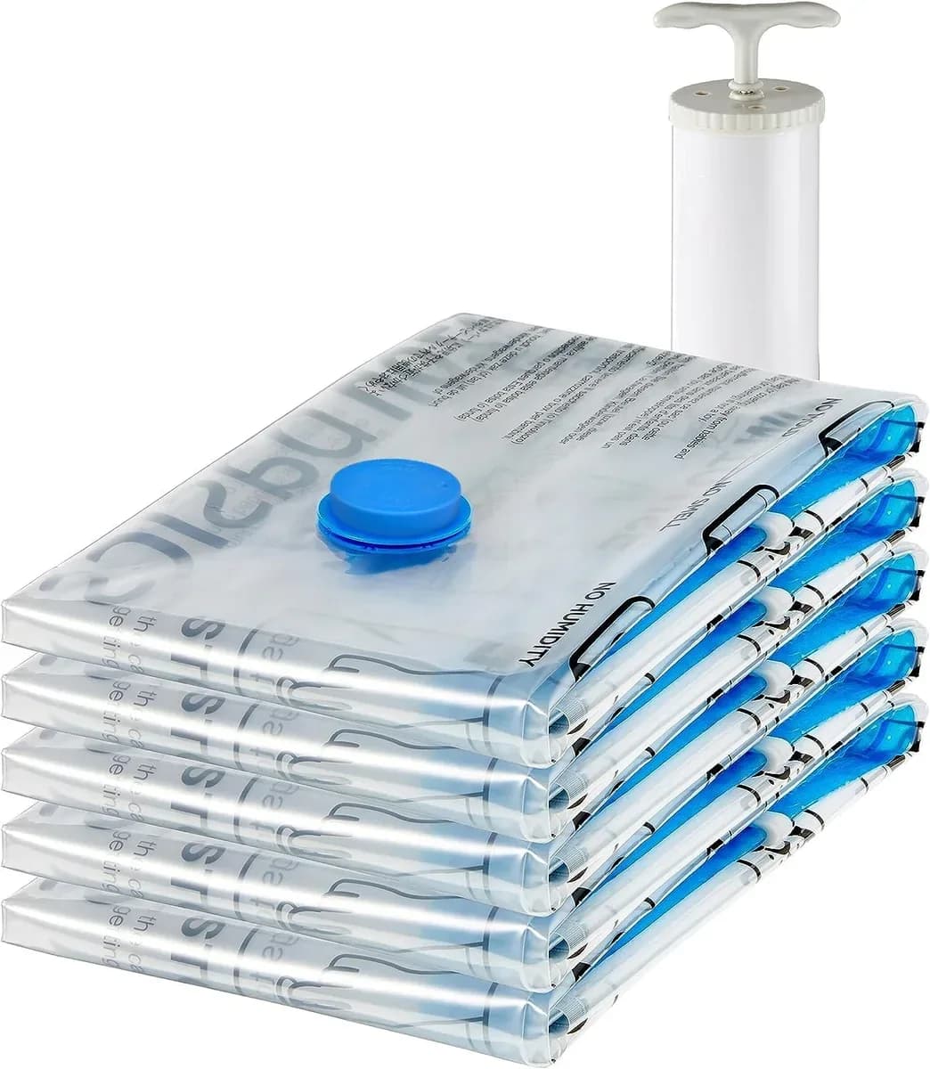 Large vacuum storage bags 5-pack with the hand pump