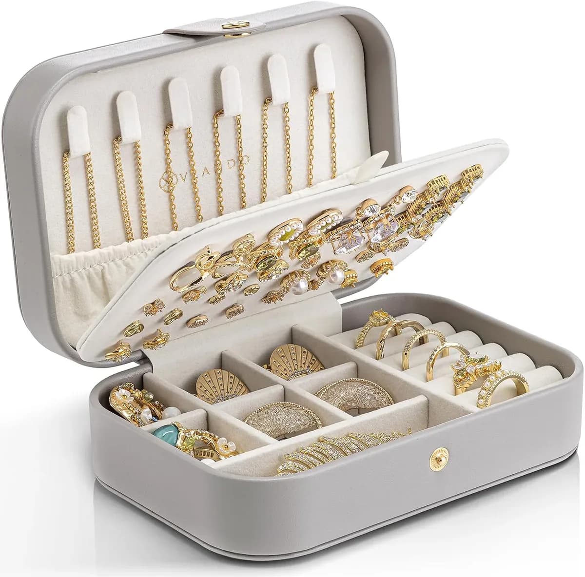Travel jewelry case in grey, a neutral everyday color