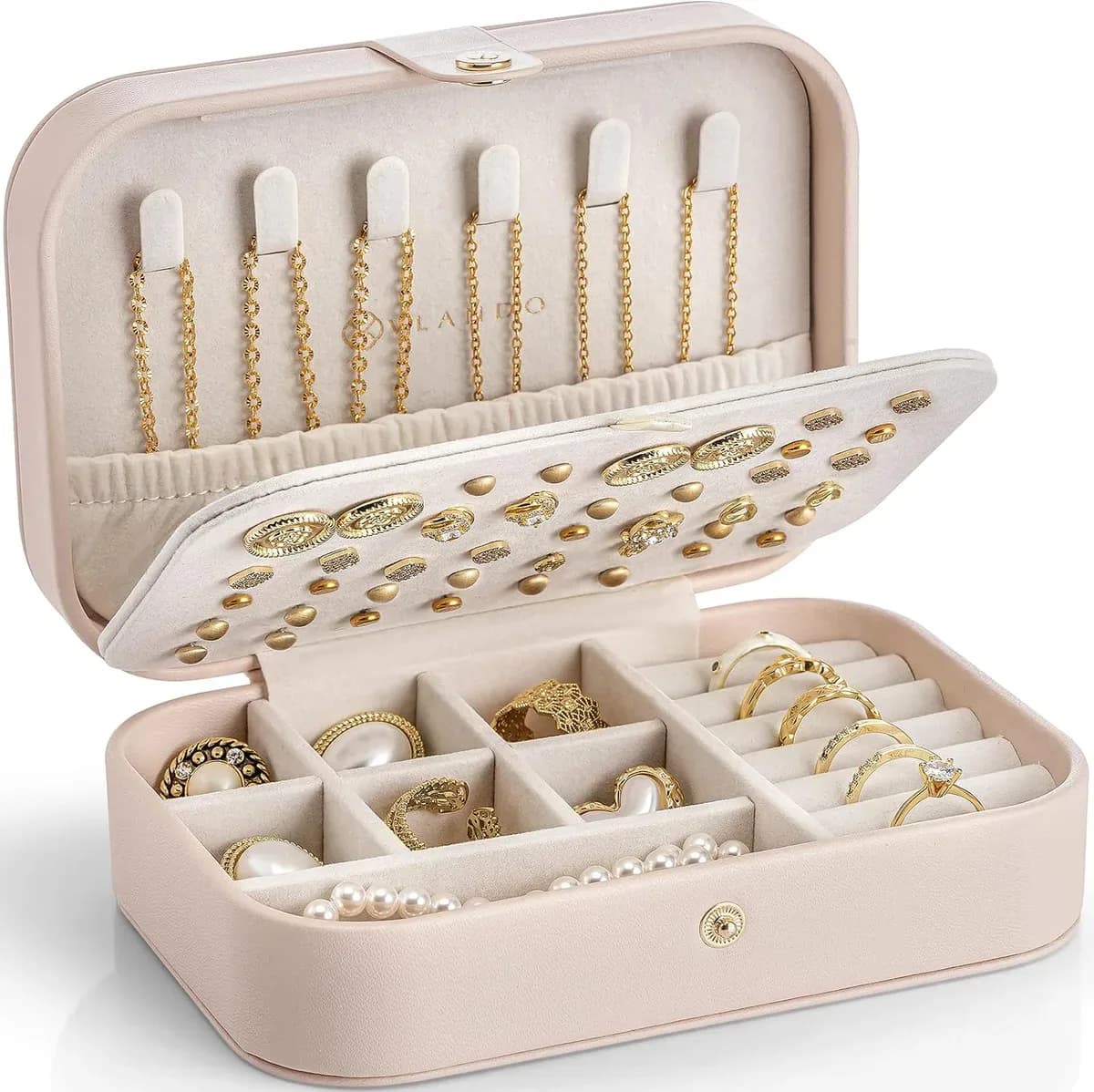 Travel jewelry case in pink, medium size