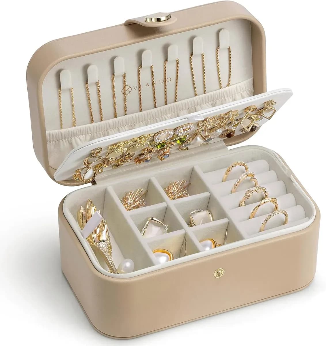 Travel jewelry case in toffee, large size
