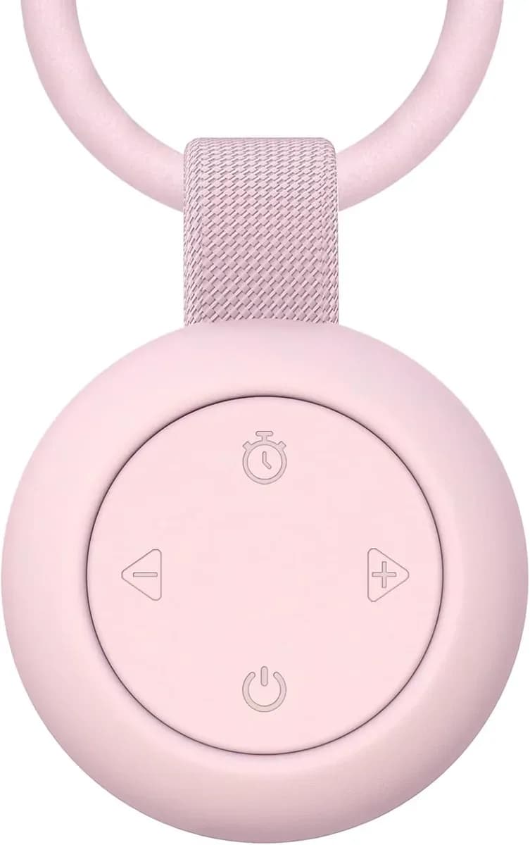 Pink portable baby sound machine with soothing sound buttons