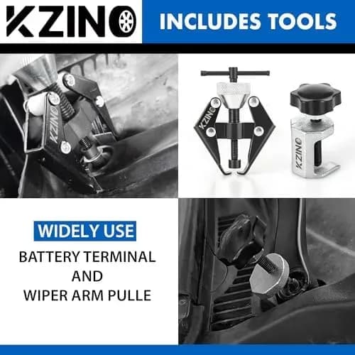 Wiper arm puller tool in use during car maintenance