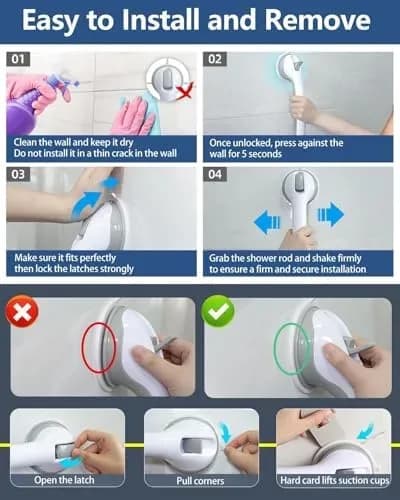 How to install and release the suction cup grab bar