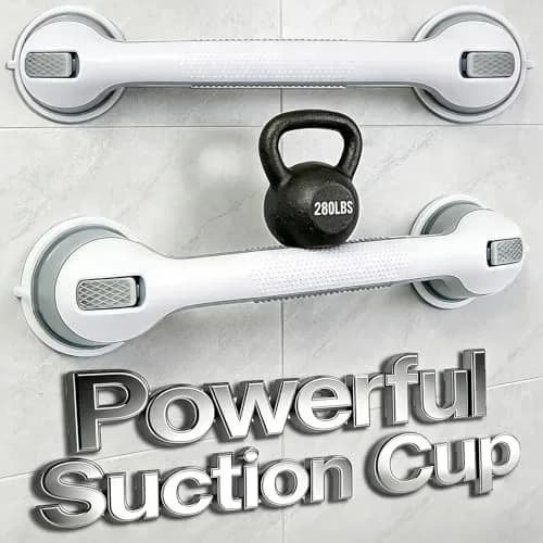 Suction cup grab bar with locking clips and silicone cups