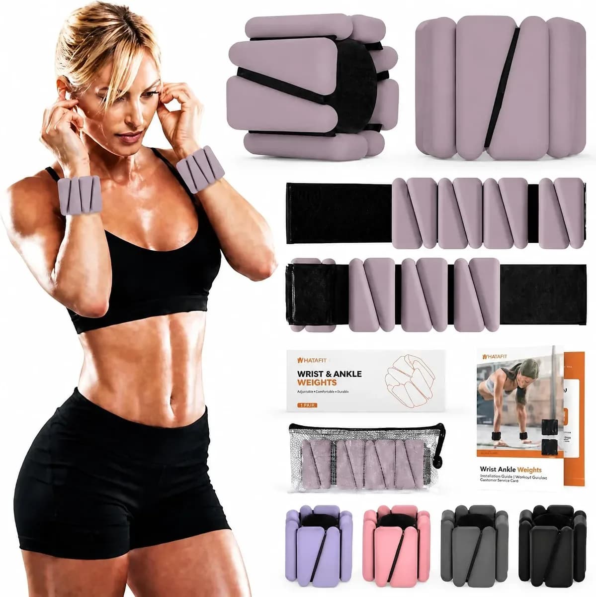 Wrist and ankle weights in dusty pink silicone