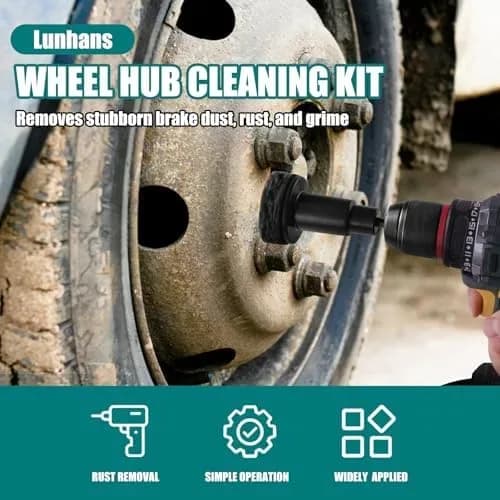 Wheel hub cleaning tool dimensions for pads and holder