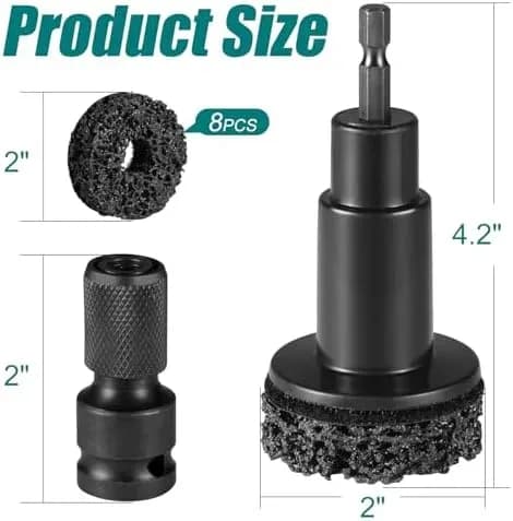 Close-up of the abrasive pad on the wheel hub cleaning tool