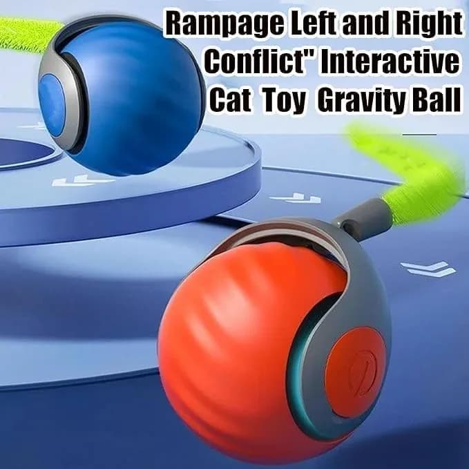 Close-up detail of the automatic cat toy ball and tail
