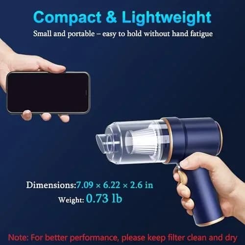 Handheld car vacuum size and dimensions diagram