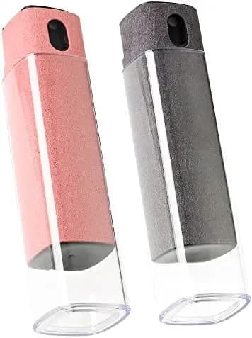 Car screen cleaner kit with two spray bottles and microfiber bases