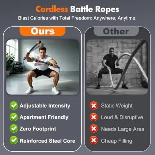 Key features of the weighted cordless battle ropes