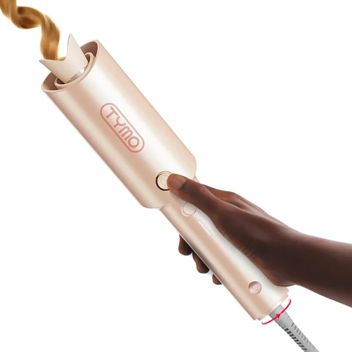 Automatic curling iron in a soft peach color