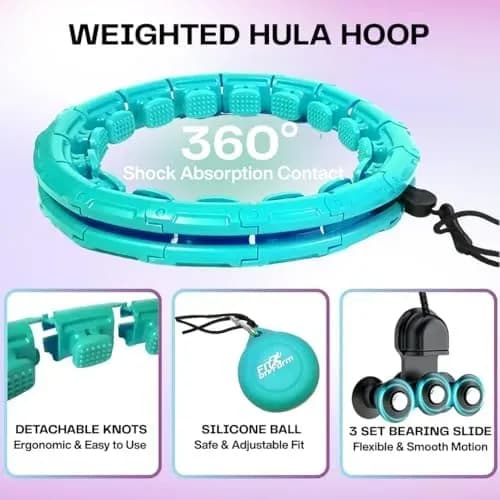 Weighted hula hoop in use around the waist during a workout