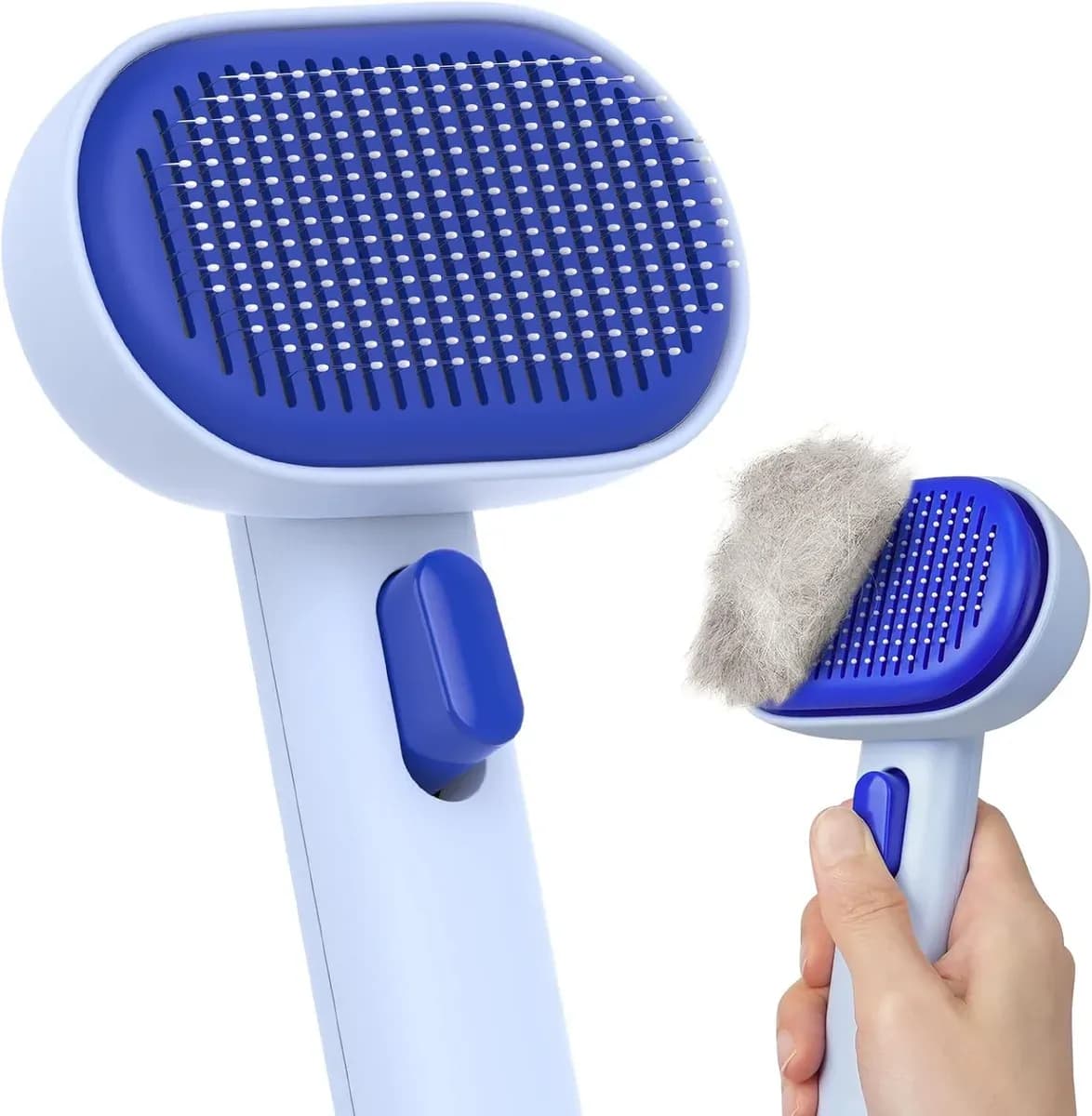 Self-cleaning cat brush in blue for everyday grooming
