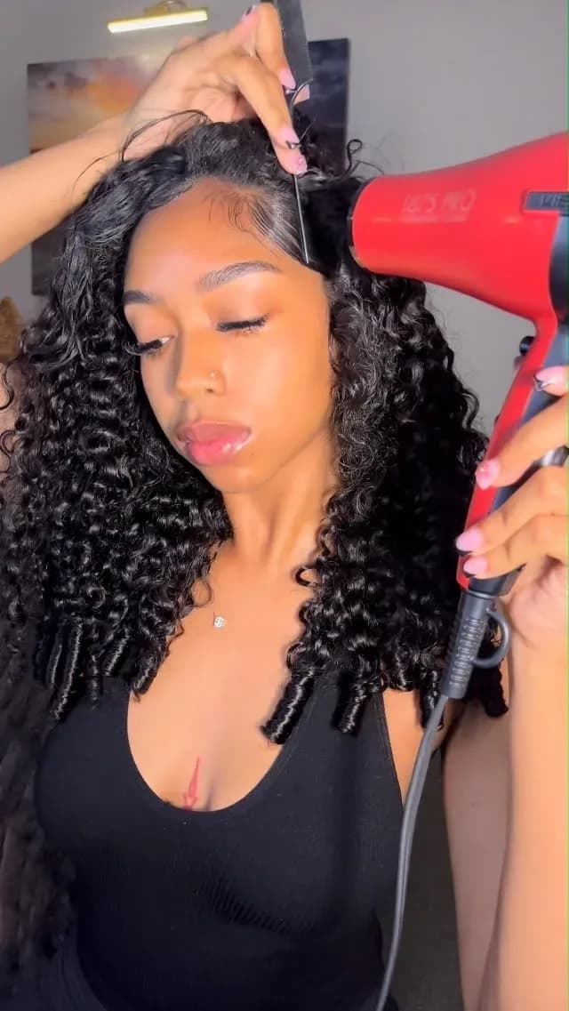 Curly half wig human hair package contents laid out
