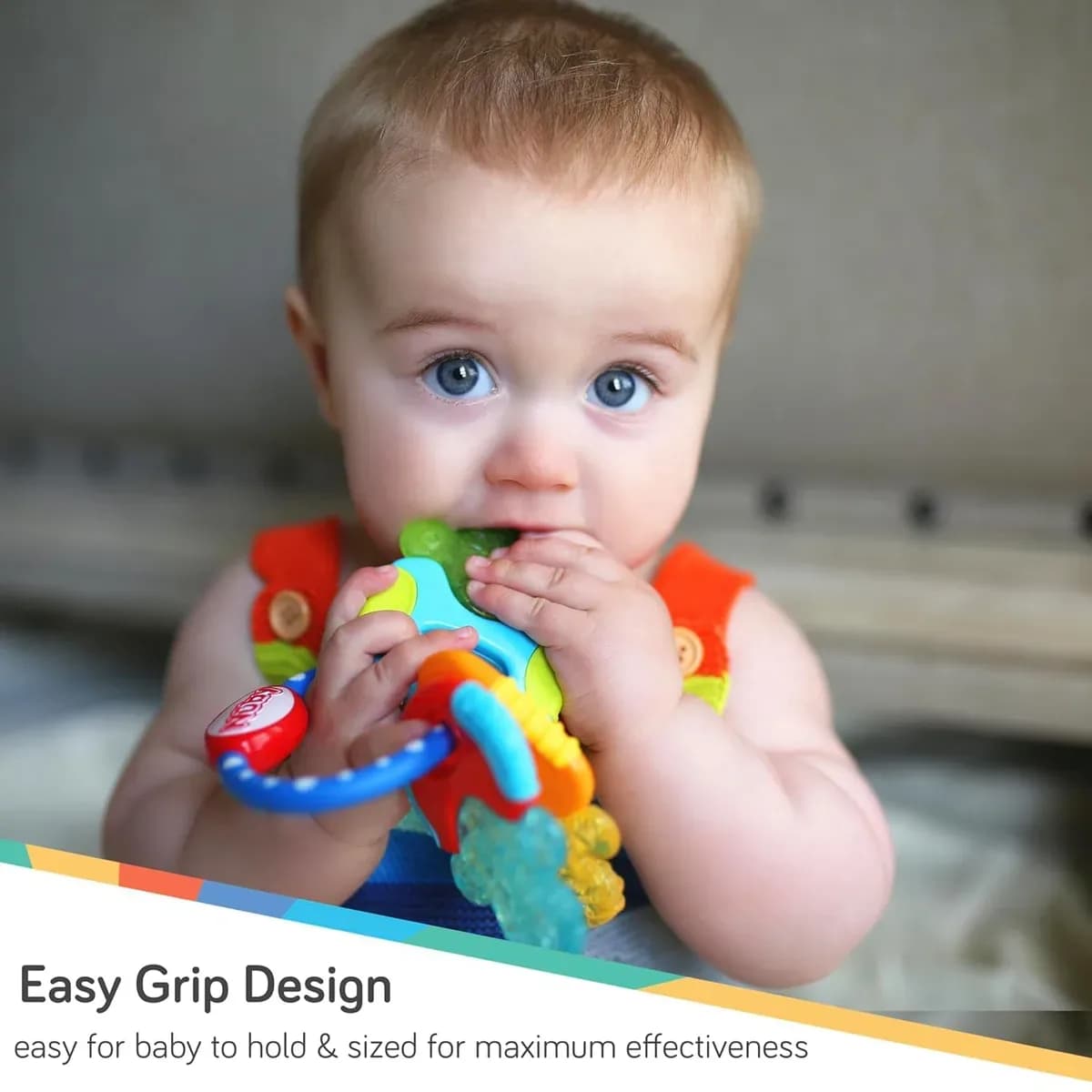 Easy-grip ring of the cooling teether keys for small hands