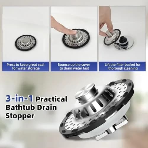 Key features of the 3-in-1 bathtub drain stopper explained