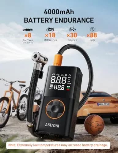 Detail shot of the compact cordless tire inflator body