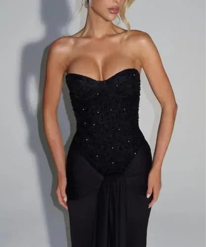 Strapless corset maxi dress size and measurement guide