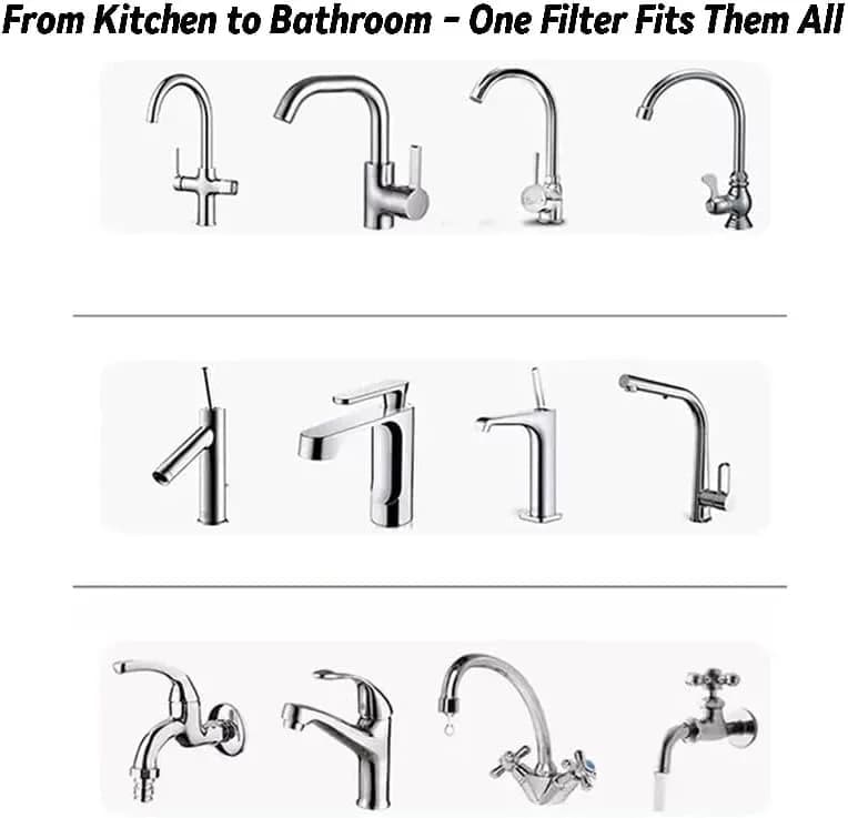 Faucet water filter in use on a kitchen tap