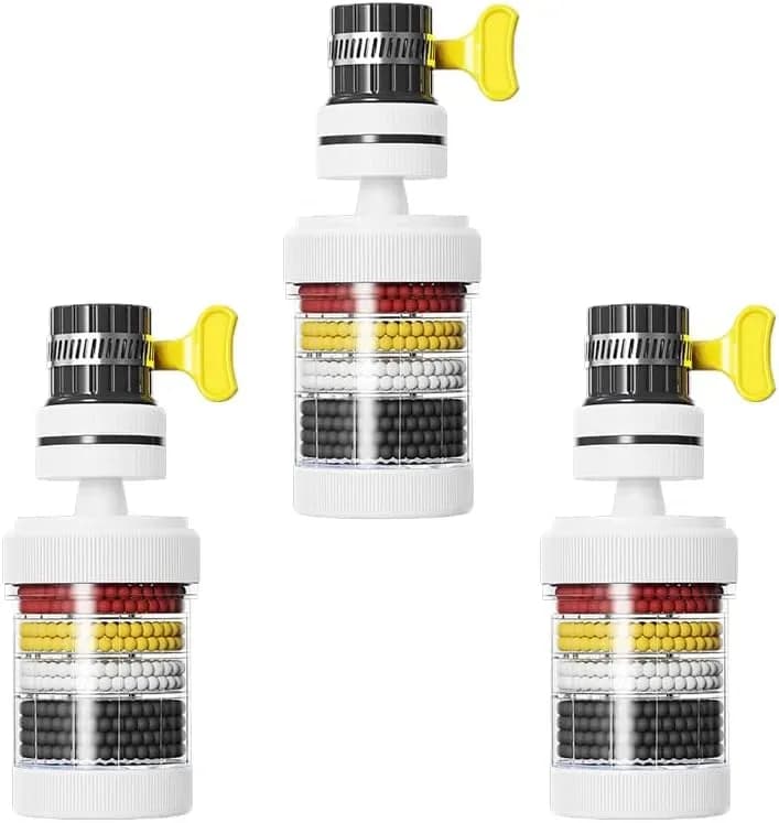 Faucet water filter with 360-degree rotating head, pack of three